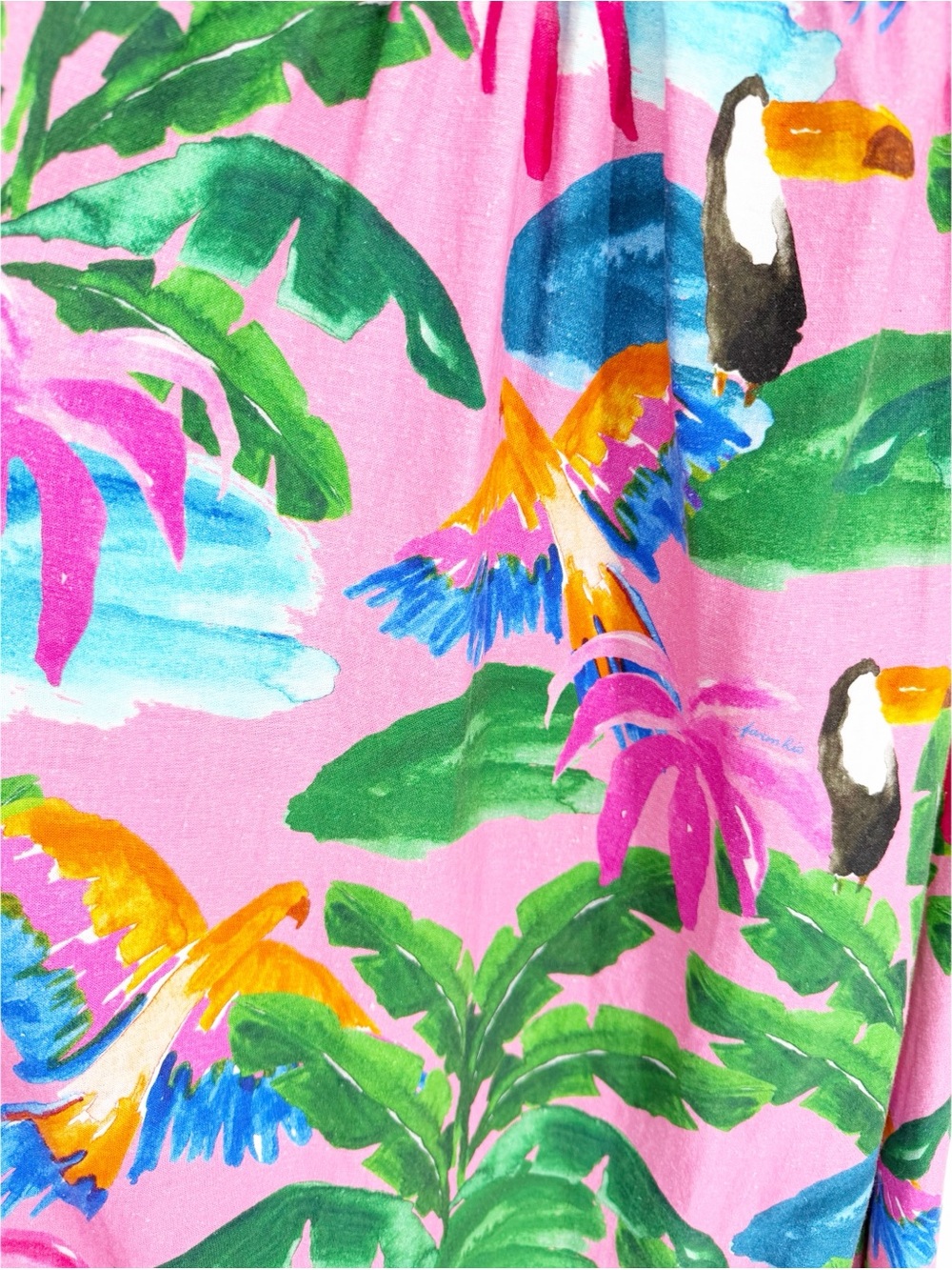 Farm Rio x Anthropologie V-Neck Cutout Dress Color Tropical Toucan Large - Picture 5 of 10